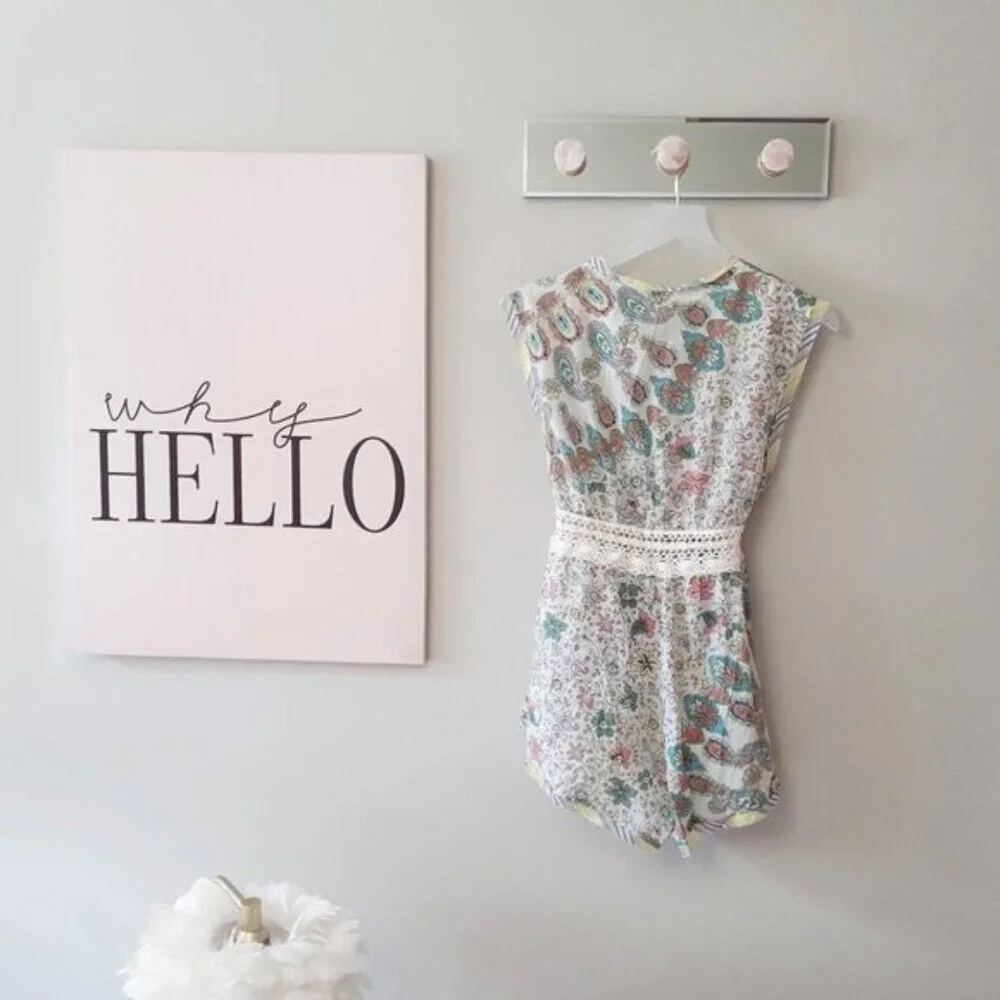 NWT Free People Watching Waves printed cotton macrame detail romper XS - Picture 10 of 14